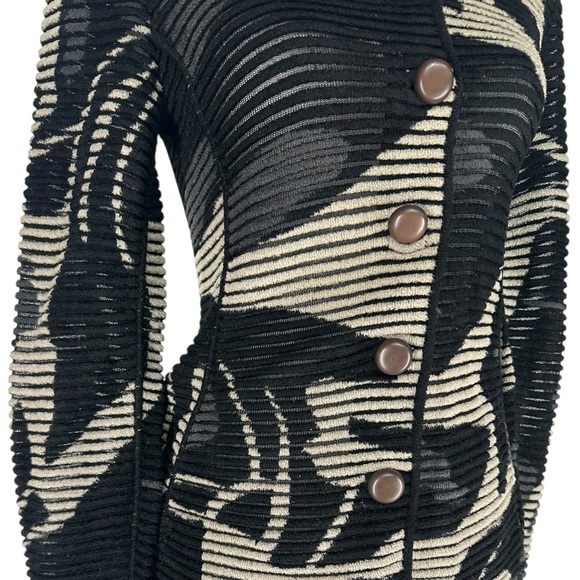 GIORGIO ARMANI / Black & Cream Rouched Sweater / Size 40 - Picture 3 of 15